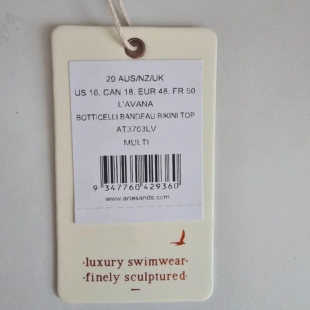 NWT Artesands L'Avana Botticelli Bandeau Bikini Top